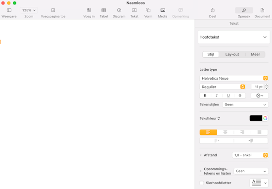 Nieuw document geopend